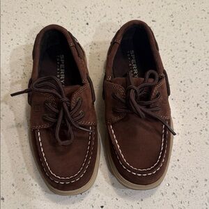 Sperry Boy’s Dark Brown Leather Boat Shoes, toddler boys size 11.5